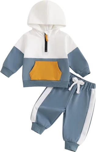 Vista 14 de Conjunto de ropa de otoño e invierno para bebé y niño, sudadera larga con capucha y pantalones para niños pequeños, 6, 12, 18, 24 meses, 2T Adorable