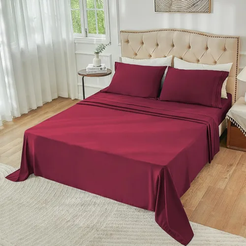 Vista 33 de Yibeizi - Juego de sábanas con estampado floral para cama de tamaño queen, sábanas de microfibra con patrón botánico boho, fundas para almohada