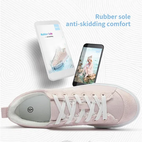 Vista 4 de Obtaom Zapatos deportivos de lona para mujer, con cordones, cómodos, zapatos de patinaje para mujer, zapatos casuales de tenis planos