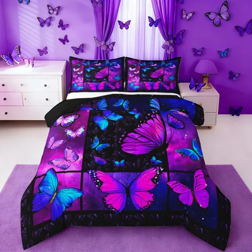 Vista 14 de Erosebridal Edredón de Gatos Lindos para Niños con Líneas de Arcoíris Neón, Juego de Ropa de Cama Individual para Niñas, Niños y Adolescentes, Gatos