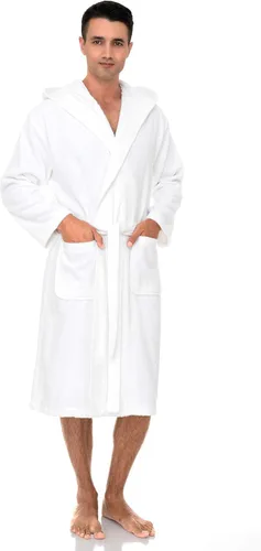 Vista 8 de TowelSelections Bata de baño suave con capucha para hombre, de algodón y toalla, para ducha, tallas XS a 4X Azul