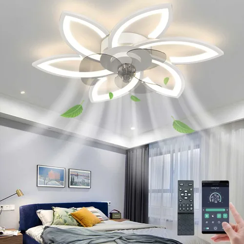 Vista 10 de Ventilador de techo de 30 pulgadas con control remoto de luces, moderno ventilador de techo de perfil bajo con luces, ventiladores de techo 30" negro