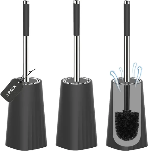 Vista 11 de SetSail Cepillo de Inodoro, Juego de Cepillo de Inodoro de Tamaño Compacto y Soporte para Baño con Mango de Acero Inoxidable, Cepillo Limpiador