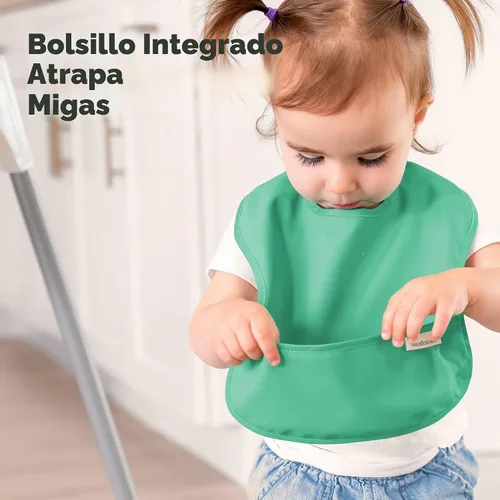 Vista 5 de KeaBabies - Paquete de 3 baberos impermeables para comer, ligeros, básicos