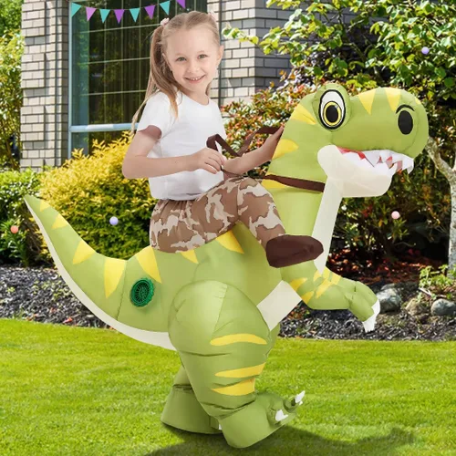 Vista 2 de GOOSH Inflatable Dinosaur Costume Kids Halloween Blow up Costume for Boy Girl Funny Riding Dinosaur Costume for Party Cosplay