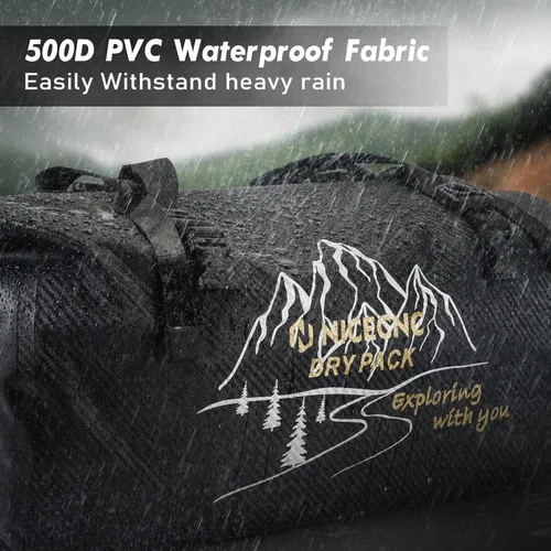 Vista 4 de NICECNC Bolsa de lona seca impermeable 66L, 500D PVC Tail Bag, Tronco, Equipaje universal de viaje de motocicleta, Negro
