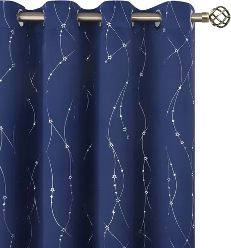 Vista 79 de BGment Cortinas opacas para dormitorio infantil, con aislamiento térmico, con ojales, estampado de estrellas plateadas, cortinas para oscurecer