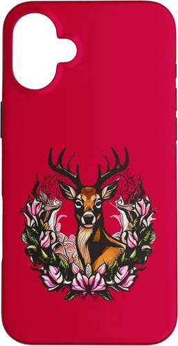Vista 21 de Arkansas Deer with Antlers and Apple Blossom Tattoo Art Case for iPhone 17