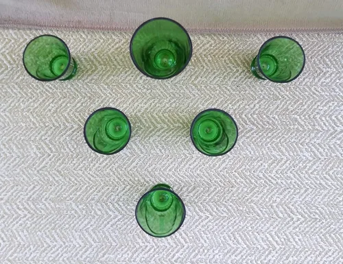 Vista 2 de Set 6 Shot Glasses. Drinking glasses. Glassware, Drinkware, Barware, Kitchenware, Party supplies (giveaways, etc), Recycling, Upcycling.