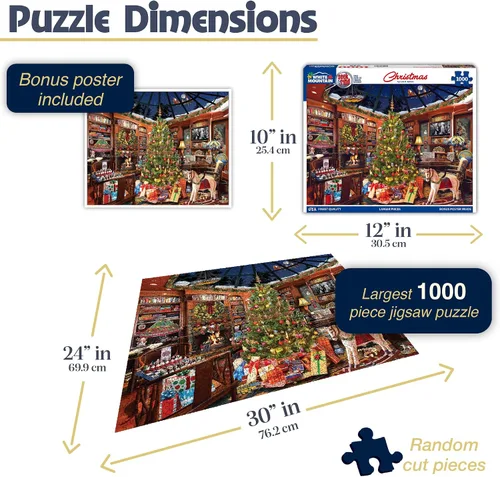 Vista 3 de White Mountain Rompecabezas de Navidad Seek & Find de 1000 piezas para adultos y familia