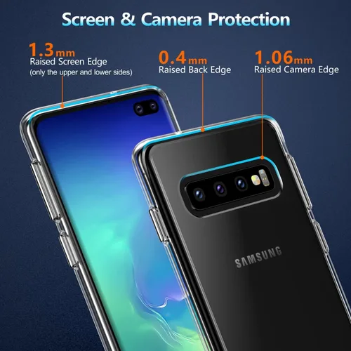 Vista 6 de Rayboen Funda para Galaxy S10 Plus, diseño transparente a prueba de golpes, funda de protección a prueba de golpes, parte trasera de policarbonato