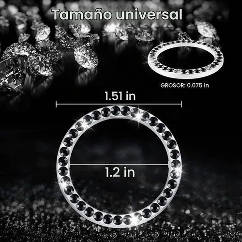 Vista 4 de LivTee 2 PCS Anillo de Decoración de Cristal con Pedrería para Motor de Automóvil de Arranque y Parada, Accesorios Brillantes para Interior de Negro