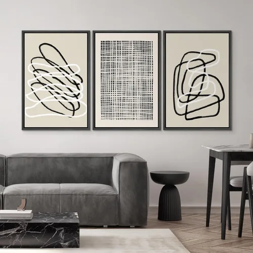 Vista 374 de SIGNWIN Lienzo enmarcado para pared, juego de arte neutro de bosque brumoso, ilustraciones en tono tierra, arte moderno, decorativo, bohemio