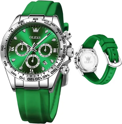 Vista 9 de OLEVS Relojes de diamante de lujo pequeños para mujer - Pulsera de acero inoxidable, impermeables, analógicos, luminosos, con fecha, relojes