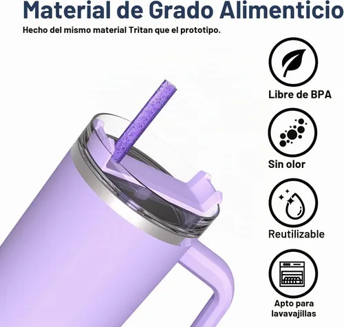 Vista 5 de Popote de repuesto para vaso Stanley Cup de 40 onzas y 30 onzas, paquete de 10 popotes de plástico reutilizables de 12.13 pulgadas de largo