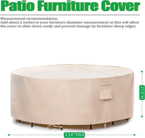 Vista 24 de F&J Outdoors Fundas para muebles de patio, impermeables, resistentes a los rayos UV, tela antidesgarros, cubierta para mesa de exterior, cubierta