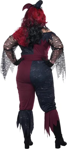 Vista 3 de Disfraz de bufón psicópata de talla grande para mujer