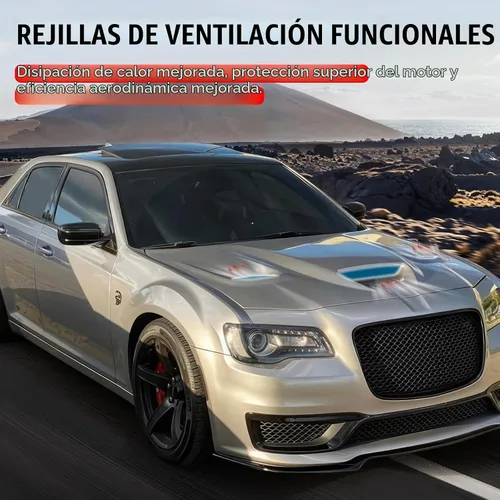 Vista 3 de Compatible con Chrysler 300 todos los modelos 2011-2023 Panel de capó SRT Negro