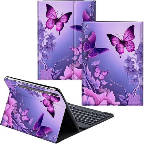 Vista 50 de Funda para Samsung Galaxy Tab S6 Lite 2022/2020 Teclado inalámbrico desmontable y cubierta de soporte de piel sintética Funda protectora