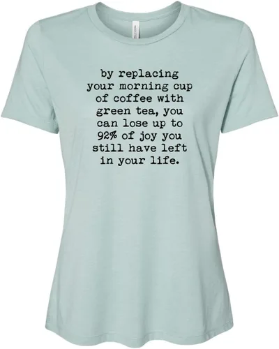 Vista 18 de Cute Women's Screen Printed Crew Neck Tee, Shirts With Sayings, Dusty Blue or Olive