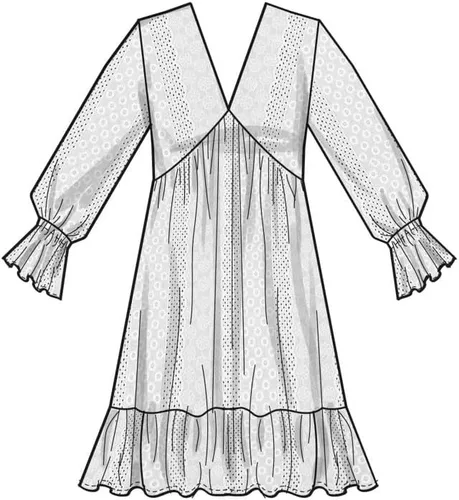 Vista 4 de Simplicity S9702 - Vestido imperio con cuello en V para mujer, patrón de costura, tallas 8-16