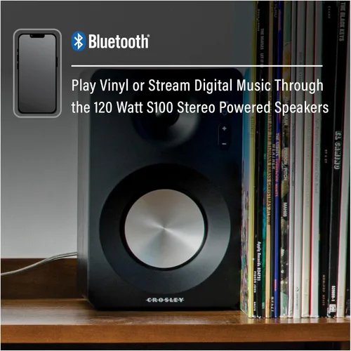 Vista 6 de Crosley KT100BT-CP - Sistema estéreo de tocadiscos Bluetooth con altavoces, champán