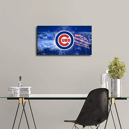 Vista 5 de Póster de béisbol de los Chicago Cubs de béisbol, lienzo deportivo, diseño de arte de pared, decoración del hogar (sin marco, 16 x 24 pulgadas)