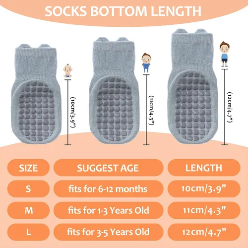 Vista 7 de TRUEHAN 5 pares de calcetines antideslizantes con puños para bebés, para niños y niñas