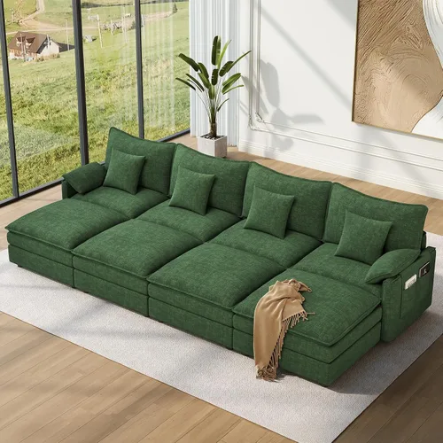 Vista 83 de Vesgantti Sofá modular de 108 pulgadas, cómodo sofá de nube con asiento profundo otomano movible, sofá modular en forma de L, sofás seccionales
