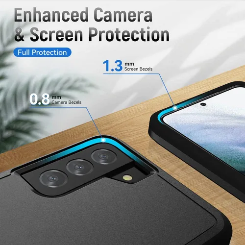Vista 4 de Funda para Samsung Galaxy S21 (no para S21 Plus y S21 Ultra), resistente, a prueba de golpes, de grado militar, soporte de carga inalámbrica