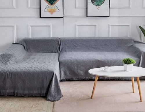 Vista 12 de Rose Home Fashion Fundas de sofá modular de jacquard geométrico para sofá seccional, 2 piezas lavables en forma de L, manta con borlas, protector