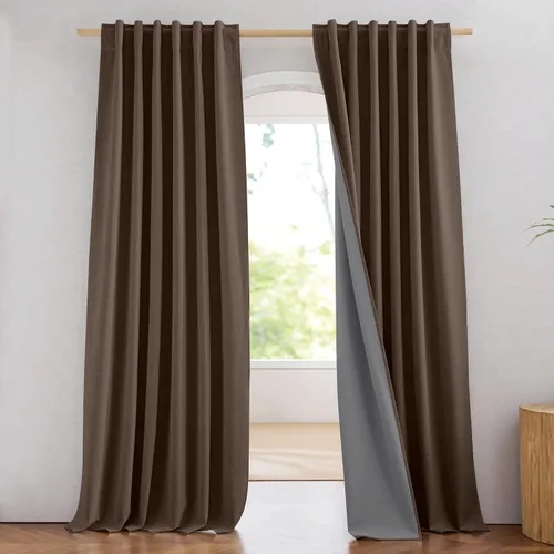 Vista 9 de NICETOWN Cortinas 100% opacas de 63 pulgadas de largo, 2 paneles de cortinas cortas con aislamiento térmico con forro para dormitorio, cortinas