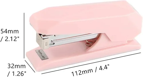 Vista 2 de Engrapadora de escritorio con resorte rosa, herramienta de engrapado ejecutivo de escritorio sin atascos con base antideslizante, capacidad de 20