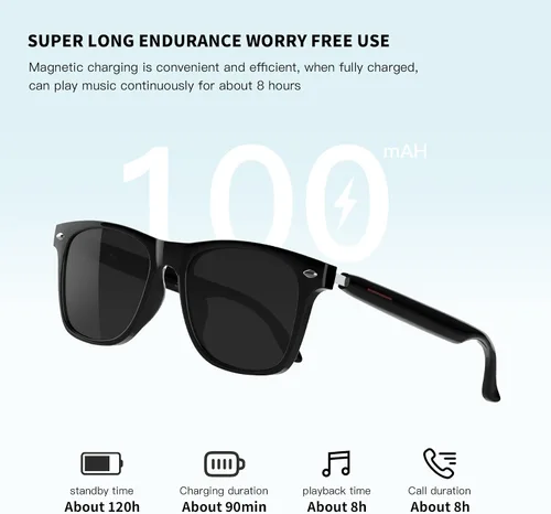 Vista 5 de Lentes inteligentes, gafas de sol Bluetooth, nuevas gafas inteligentes mejoradas para hombres/mujeres, altavoz de oído abierto, compatible