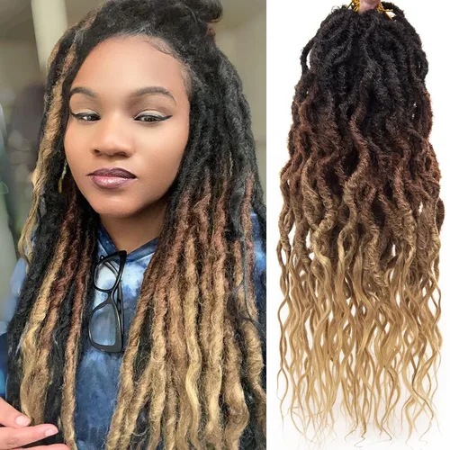 Vista 9 de Rizos de cabello sintético tejido en crochet de 16 pulgadas, 8 paquetes, Rizos de cabello tejido en crochet pre-enlazados con extremos rizados