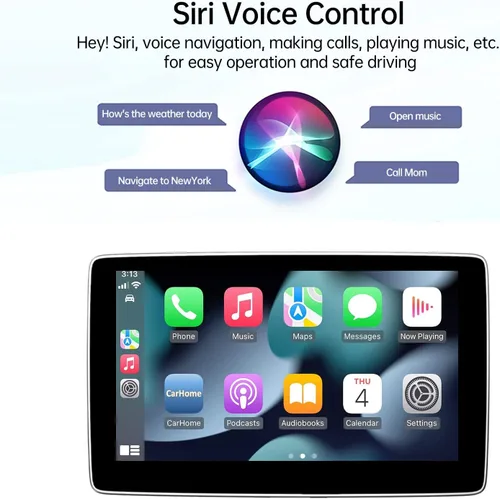 Vista 5 de Pantalla portátil de 7 pulgadas para Apple Carplay y Android Auto para coche, Apple CarPlay Dash Mount Pantalla de coche