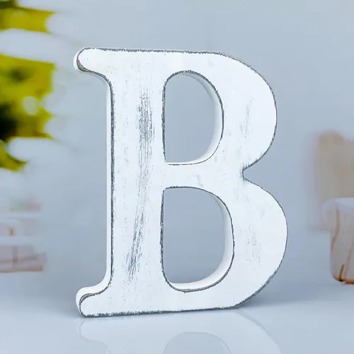 Vista 10 de Letras rústicas de madera blanca de 6 pulgadas, letras de madera sin terminar para decoración de pared, letras blancas retro de pie, decoración