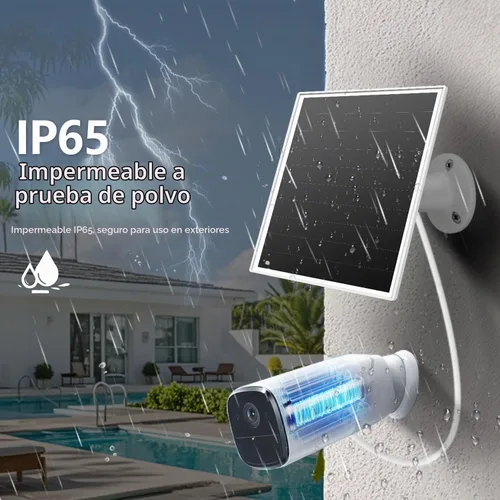 Vista 5 de Panel solar de 6W para cámara de seguridad al aire libre con micro USB y USB-C, cargador de panel solar para cámara de batería, se ajusta a