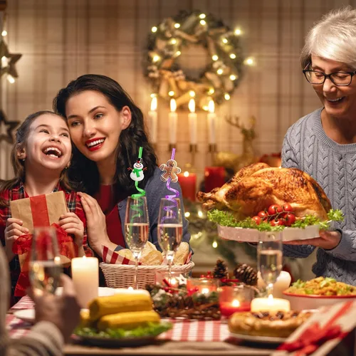 Vista 7 de 24 regalos de fiesta de Navidad, regalos de aula, pajitas de Navidad, regalos para niños y adultos, suministros de fiesta de Navidad con 2 cepillos