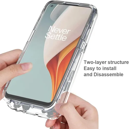 Vista 4 de Funda para OnePlus Nord N100 BE2013 con protector de pantalla de vidrio templado, bonito patrón de mariposa transparente de cuerpo completo, fundas