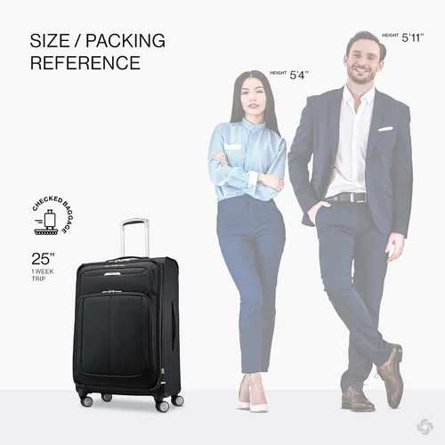 Vista 2 de Samsonite Solyte DLX Softside - Equipaje extensible con ruedas giratorias, Negro (Midnight black)), 123568-1548