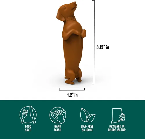 Vista 2 de Genuine Fred WINER DOG Tapón para botella, tapón de vino de silicona con bonito diseño de perro salchicha – Mantiene un sello hermético – Divertido