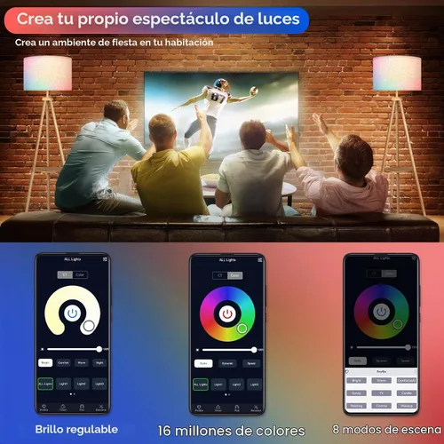 Vista 4 de OUTON - Lámpara de pie con trípode y estantes, lámpara de pie de madera de mediados de siglo regulable con control remoto, 4 temperaturas