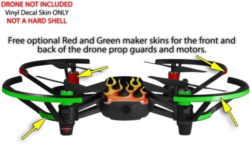 Vista 3 de Skin Wrap 2 Pack para DJI Ryze Tello Drone Metal Llamas Drone No Incluidas