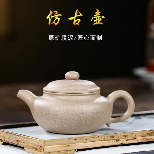 Vista 5 de Yixing - Tetera de arcilla de 10 onzas, cerámica china Zisha, hecha a mano, fanggu, tetera de cerámica Kungfu (verde guisante)