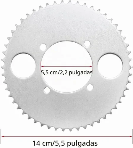 Vista 3 de Piñón de transmisión trasera T8F de 54 dientes con cadena T8F de 116 eslabones y kits de eslabón maestro para motor de 2 tiempos de 47cc 49cc, mini