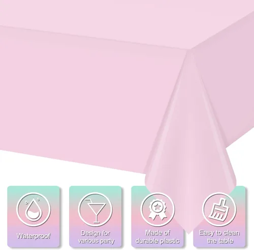 Vista 3 de MASHAN 6Pack de manteles para revelación de género, manteles desechables de plástico rosa y azul, fundas de mesa rectangulares para decoración