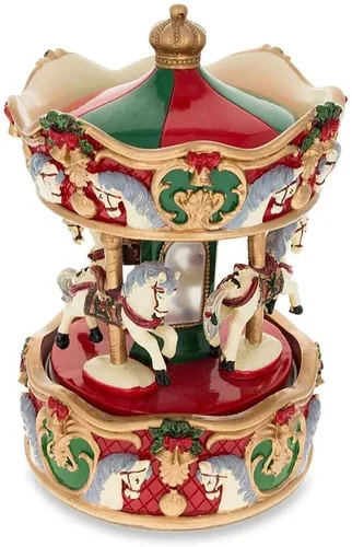 Vista 7 de Figura musical animada de carrusel de Navidad - Caja de música giratoria de caballo