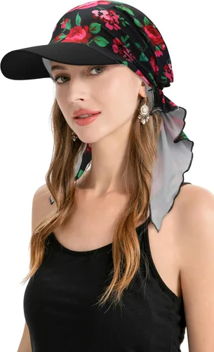 Vista 18 de ZLYC Gorro ligero con ala de quimioterapia para mujer, bufanda para la Tie Dyed Purple