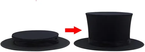 Vista 3 de WSNMING Sombrero plegable de la parte superior del sombrero-mago plegable de la parte superior negra del sombrero de primavera del truco de la magia